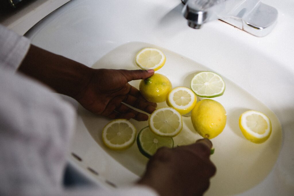 Fruit in sink water