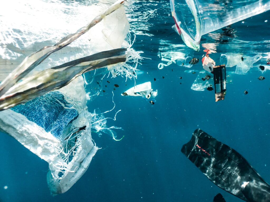 Destructive invention - plastic floating in ocean